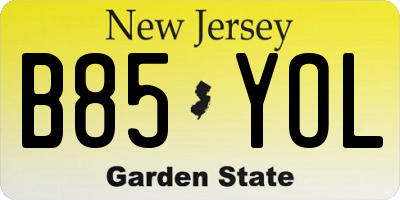 NJ license plate B85YOL