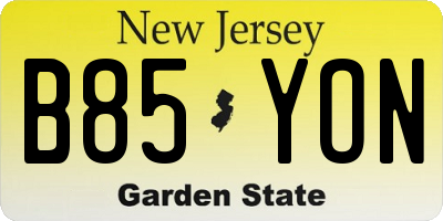 NJ license plate B85YON