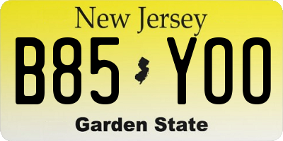 NJ license plate B85YOO