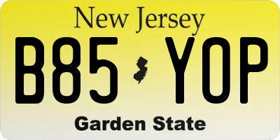 NJ license plate B85YOP
