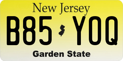 NJ license plate B85YOQ