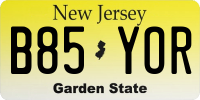 NJ license plate B85YOR