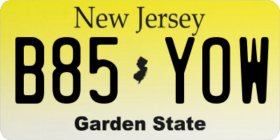 NJ license plate B85YOW