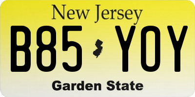 NJ license plate B85YOY