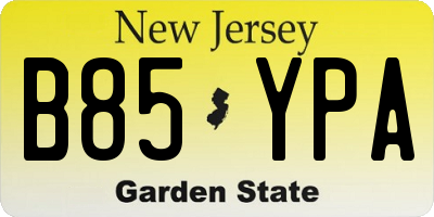 NJ license plate B85YPA