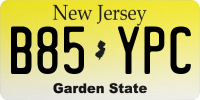 NJ license plate B85YPC