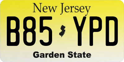 NJ license plate B85YPD