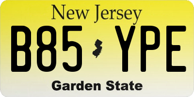 NJ license plate B85YPE