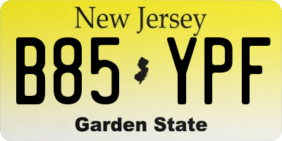 NJ license plate B85YPF
