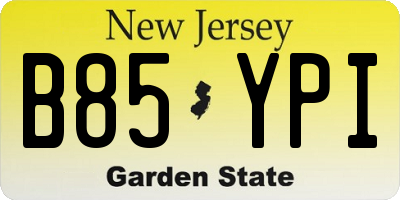 NJ license plate B85YPI