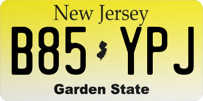 NJ license plate B85YPJ