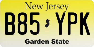 NJ license plate B85YPK