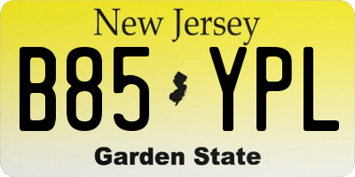 NJ license plate B85YPL