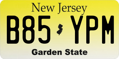 NJ license plate B85YPM