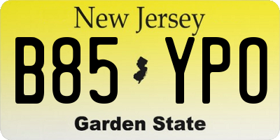 NJ license plate B85YPO