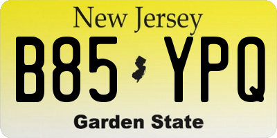 NJ license plate B85YPQ