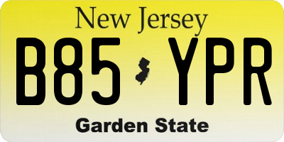 NJ license plate B85YPR