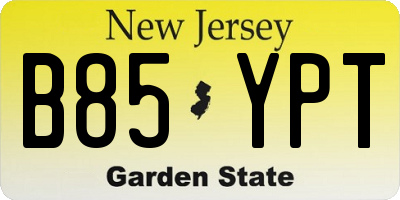 NJ license plate B85YPT