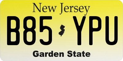 NJ license plate B85YPU