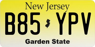 NJ license plate B85YPV