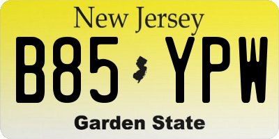 NJ license plate B85YPW