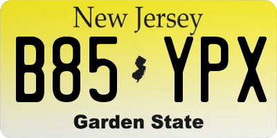NJ license plate B85YPX