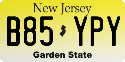 NJ license plate B85YPY