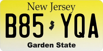 NJ license plate B85YQA