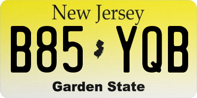 NJ license plate B85YQB