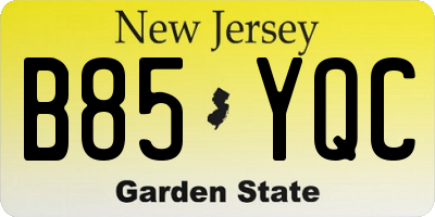 NJ license plate B85YQC