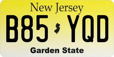 NJ license plate B85YQD