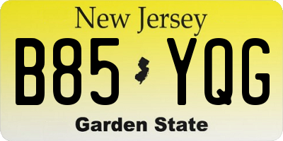 NJ license plate B85YQG