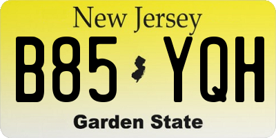 NJ license plate B85YQH