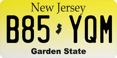 NJ license plate B85YQM
