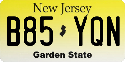 NJ license plate B85YQN