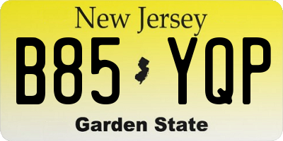 NJ license plate B85YQP