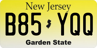 NJ license plate B85YQQ