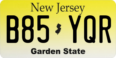 NJ license plate B85YQR