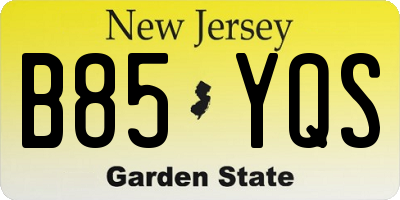 NJ license plate B85YQS