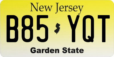 NJ license plate B85YQT
