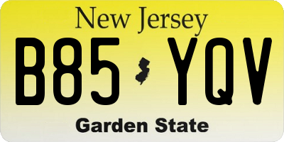 NJ license plate B85YQV