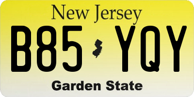 NJ license plate B85YQY