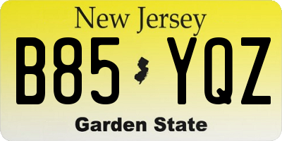 NJ license plate B85YQZ