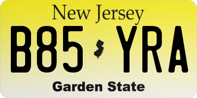 NJ license plate B85YRA