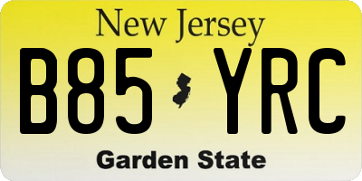 NJ license plate B85YRC