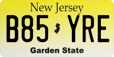 NJ license plate B85YRE