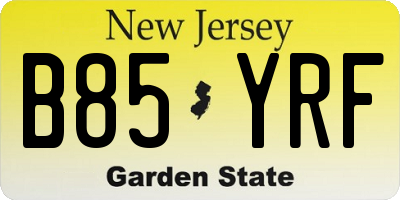 NJ license plate B85YRF