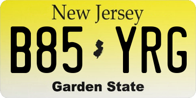 NJ license plate B85YRG