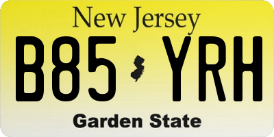 NJ license plate B85YRH