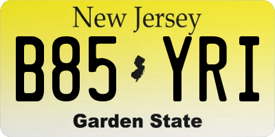 NJ license plate B85YRI